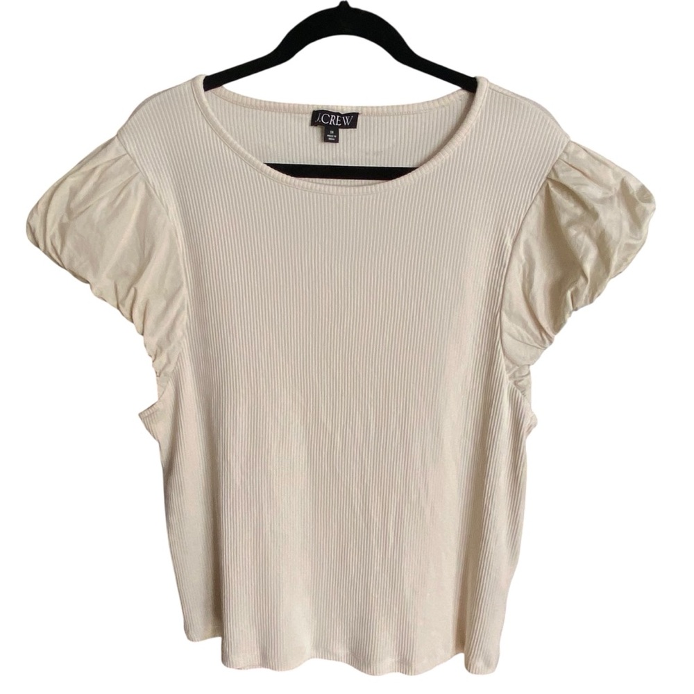 J Crew Vintage Rib Top Cotton Poplin Sleeves Womens Plus Size 2X Stretch Modal